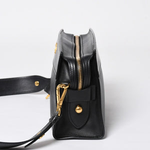 極美品 PRADA プラダ サフィアーノ Shoulder Bag ショルダーバッグ バッグ ブラック ゴールド金具 レザー 中古 4a007784