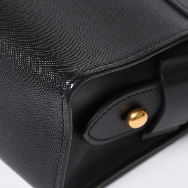 極美品 PRADA プラダ サフィアーノ Shoulder Bag ショルダーバッグ バッグ ブラック ゴールド金具 レザー 中古 4a007784