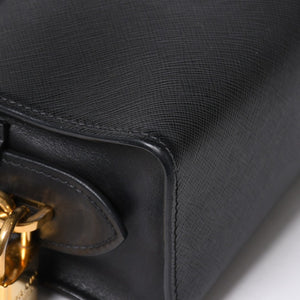 極美品 PRADA プラダ サフィアーノ Shoulder Bag ショルダーバッグ バッグ ブラック ゴールド金具 レザー 中古 4a007784