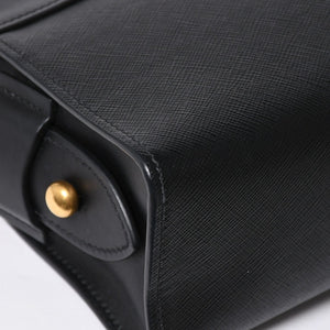 極美品 PRADA プラダ サフィアーノ Shoulder Bag ショルダーバッグ バッグ ブラック ゴールド金具 レザー 中古 4a007784