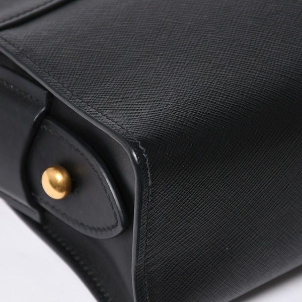 極美品 PRADA プラダ サフィアーノ Shoulder Bag ショルダーバッグ バッグ ブラック ゴールド金具 レザー 中古 4a007784