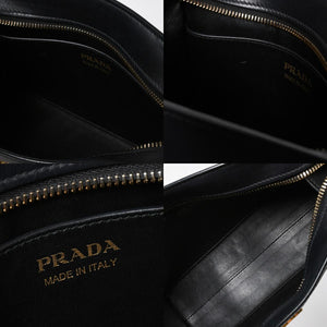 極美品 PRADA プラダ サフィアーノ Shoulder Bag ショルダーバッグ バッグ ブラック ゴールド金具 レザー 中古 4a007784