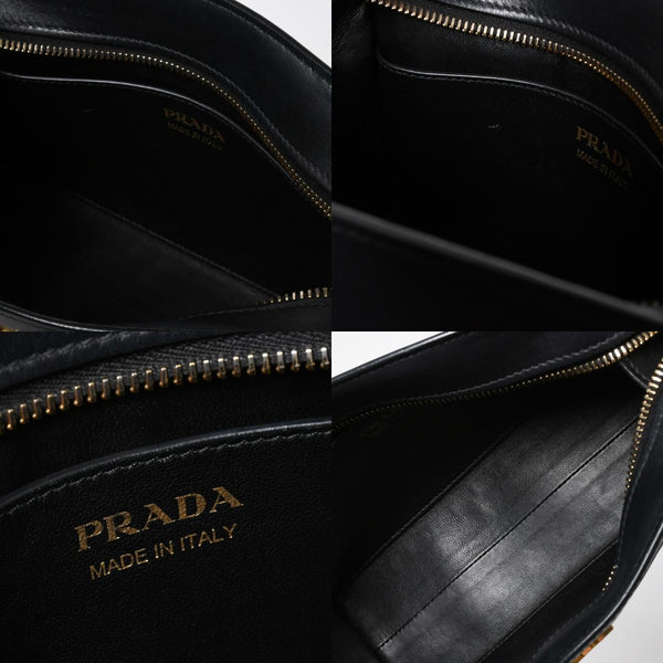 極美品 PRADA プラダ サフィアーノ Shoulder Bag ショルダーバッグ バッグ ブラック ゴールド金具 レザー 中古 4a007784