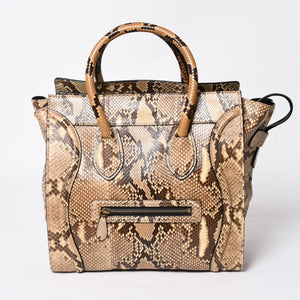 極美品 CELINE セリーヌ ラゲージ ハンドバッグ ベージュ ブラウン ダークブラウン W-GA-0172 ゴールド金具 中古 4a007791