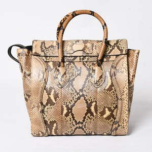 極美品 CELINE セリーヌ ラゲージ ハンドバッグ ベージュ ブラウン ダークブラウン W-GA-0172 ゴールド金具 中古 4a007791