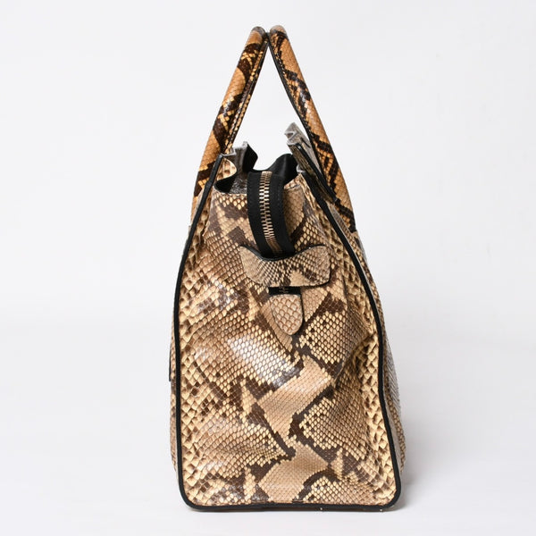 極美品 CELINE セリーヌ ラゲージ ハンドバッグ ベージュ ブラウン ダークブラウン W-GA-0172 ゴールド金具 中古 4a007791