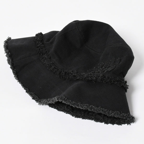 新品同様品 MIU MIU ミュウミュウ バケットハット ハット 帽子 5HC196 2CL4 ブラック 黒 サイズS 中古 4a007786