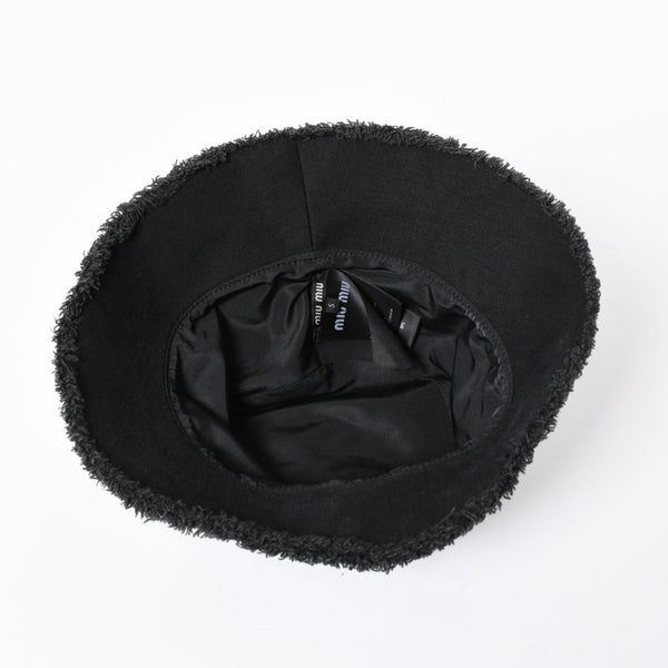 新品同様品 MIU MIU ミュウミュウ バケットハット ハット 帽子 5HC196 2CL4 ブラック 黒 サイズS 中古 4a007786