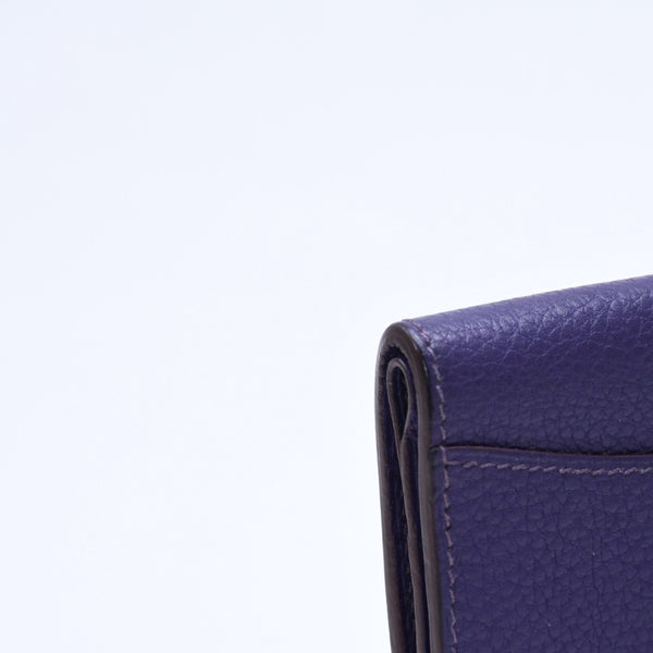 HERMES エルメス ドゴン コンパクト カードケース ◻︎N刻印 トゴ パープル クルードセル コインケース シルバー金具 美品 中古 4a007787