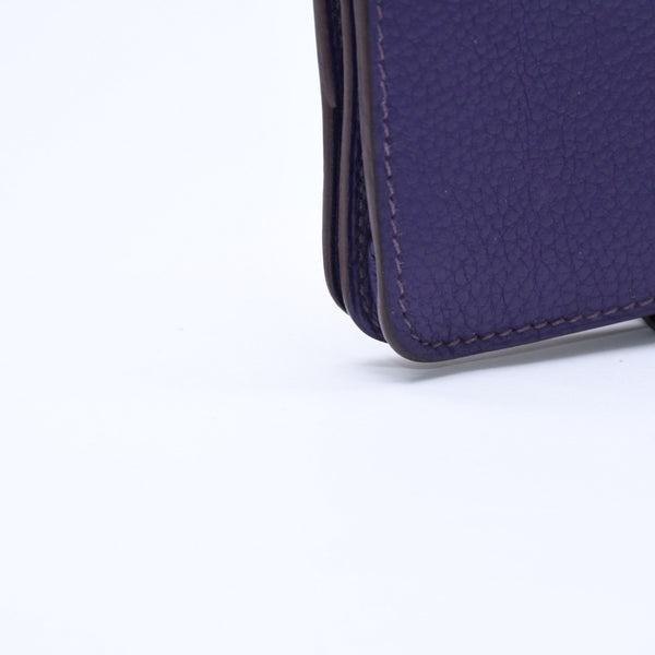 HERMES エルメス ドゴン コンパクト カードケース ◻︎N刻印 トゴ パープル クルードセル コインケース シルバー金具 美品 中古 4a007787