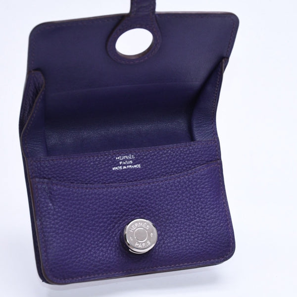 HERMES エルメス ドゴン コンパクト カードケース ◻︎N刻印 トゴ パープル クルードセル コインケース シルバー金具 美品 中古 4a007787