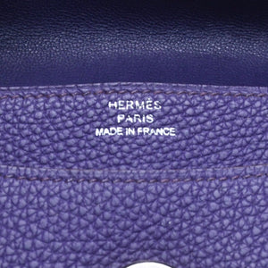 HERMES エルメス ドゴン コンパクト カードケース ◻︎N刻印 トゴ パープル クルードセル コインケース シルバー金具 美品 中古 4a007787