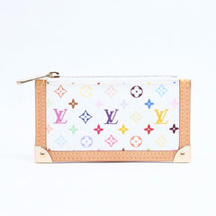 新品同様 LOUISVUITTON ルイヴィトン ポシェット クレ コインケース 小銭入れ M92655 モノグラム マルチカラー ホワイト 村上隆 中古 4a007777