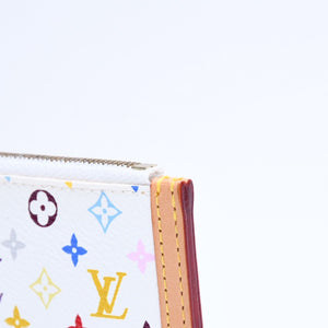 新品同様 LOUISVUITTON ルイヴィトン ポシェット クレ コインケース 小銭入れ M92655 モノグラム マルチカラー ホワイト 村上隆 中古 4a007777