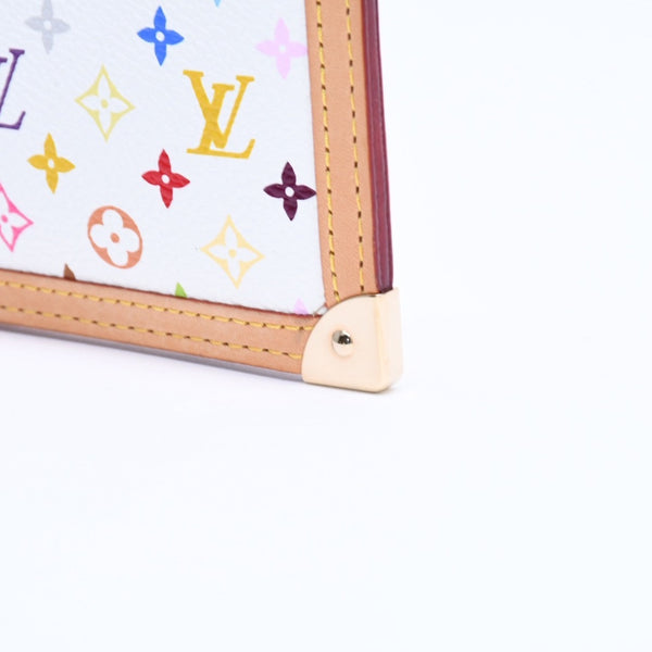 新品同様 LOUISVUITTON ルイヴィトン ポシェット クレ コインケース 小銭入れ M92655 モノグラム マルチカラー ホワイト 村上隆 中古 4a007777