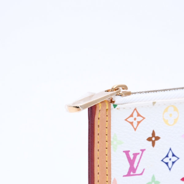 新品同様 LOUISVUITTON ルイヴィトン ポシェット クレ コインケース 小銭入れ M92655 モノグラム マルチカラー ホワイト 村上隆 中古 4a007777