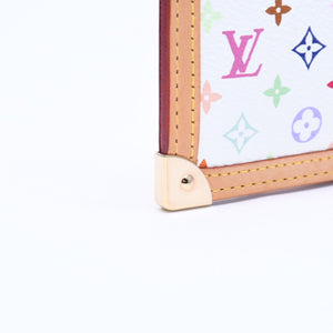 新品同様 LOUISVUITTON ルイヴィトン ポシェット クレ コインケース 小銭入れ M92655 モノグラム マルチカラー ホワイト 村上隆 中古 4a007777