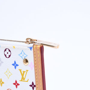 新品同様 LOUISVUITTON ルイヴィトン ポシェット クレ コインケース 小銭入れ M92655 モノグラム マルチカラー ホワイト 村上隆 中古 4a007777