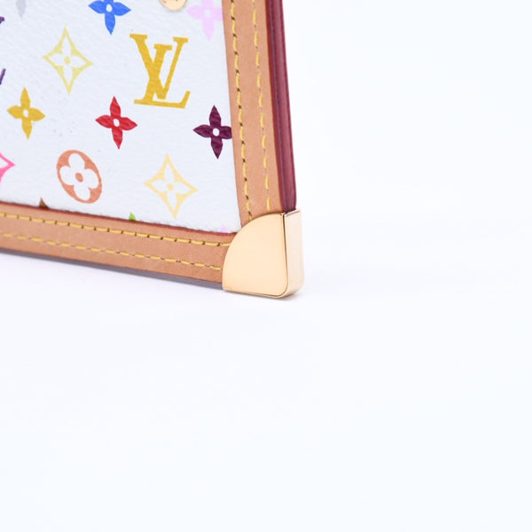 新品同様 LOUISVUITTON ルイヴィトン ポシェット クレ コインケース 小銭入れ M92655 モノグラム マルチカラー ホワイト 村上隆 中古 4a007777