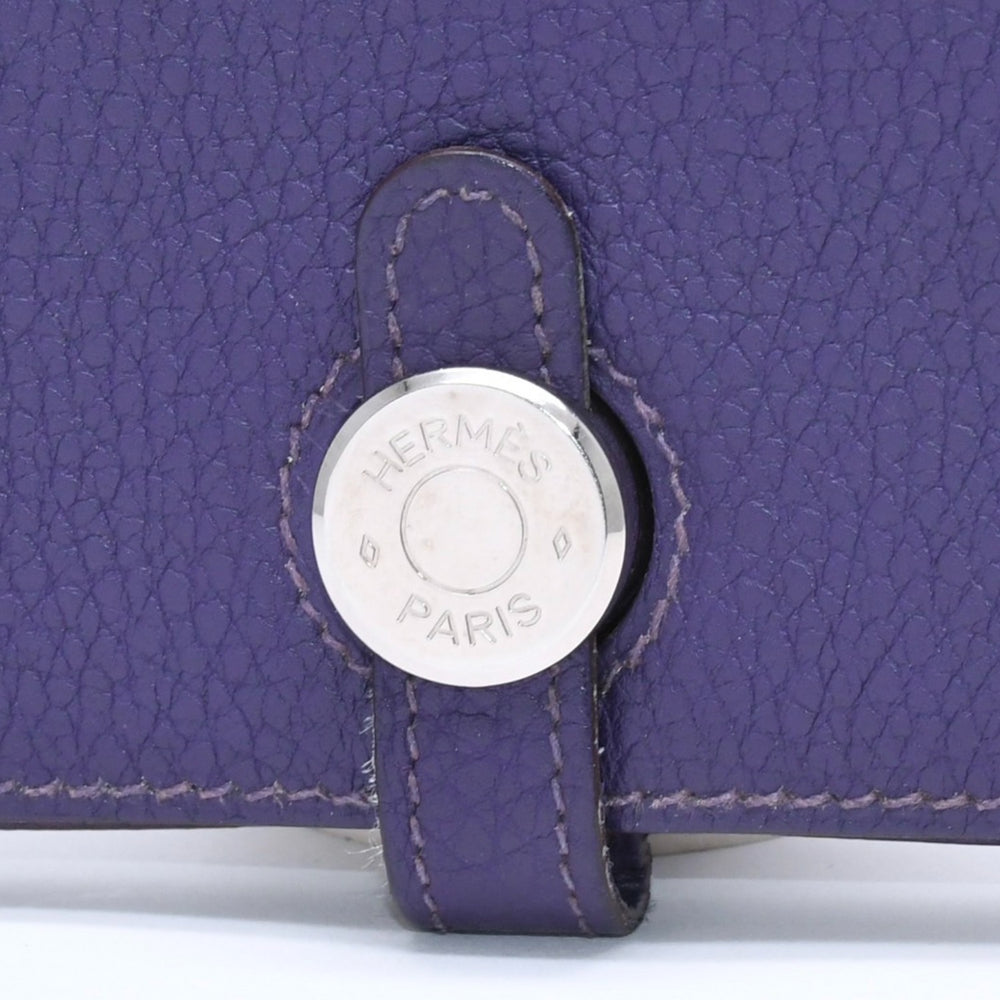 HERMES エルメス ドゴン コンパクト カードケース ◻︎N刻印 トゴ パープル クルードセル コインケース シルバー金具 美品 中古 4a007787