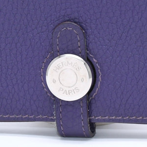 HERMES エルメス ドゴン コンパクト カードケース ◻︎N刻印 トゴ パープル クルードセル コインケース シルバー金具 美品 中古 4a007787