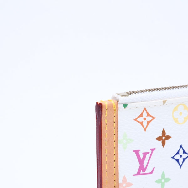 新品同様 LOUISVUITTON ルイヴィトン ポシェット クレ コインケース 小銭入れ M92655 モノグラム マルチカラー ホワイト 村上隆 中古 4a007777