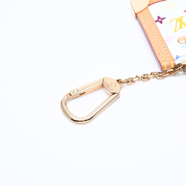 新品同様 LOUISVUITTON ルイヴィトン ポシェット クレ コインケース 小銭入れ M92655 モノグラム マルチカラー ホワイト 村上隆 中古 4a007777