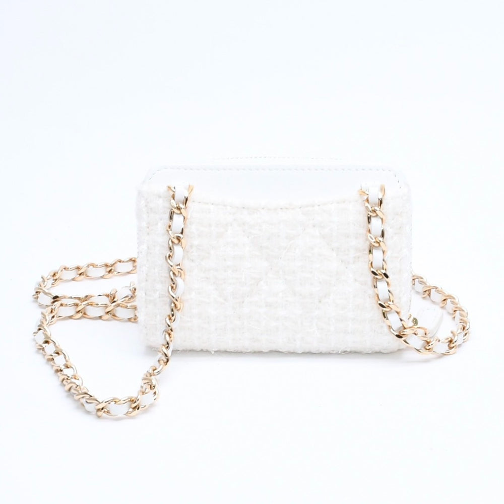 極美品 CHANEL シャネル ミニマトラッセ リボンチェーンショルダー カードケース ランダム番台 ホワイト アイボリー ゴールド金具 中古 4a007806