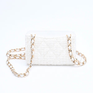 極美品 CHANEL シャネル ミニマトラッセ リボンチェーンショルダー カードケース ランダム番台 ホワイト アイボリー ゴールド金具 中古 4a007806
