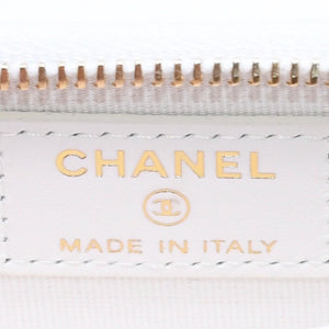 極美品 CHANEL シャネル ミニマトラッセ リボンチェーンショルダー カードケース ランダム番台 ホワイト アイボリー ゴールド金具 中古 4a007806