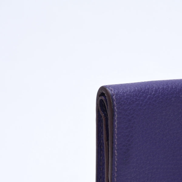 HERMES エルメス ドゴン コンパクト カードケース ◻︎N刻印 トゴ パープル クルードセル コインケース シルバー金具 美品 中古 4a007787