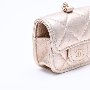 新品未使用品 CHANEL シャネル マトラッセ AirPods エアポッズケース コインケース ココマーク ランダム番台 レザー シャンパンゴールド 中古 4a007779