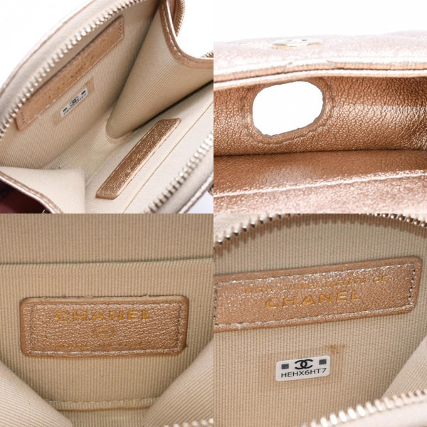 新品未使用品 CHANEL シャネル マトラッセ AirPods エアポッズケース コインケース ココマーク ランダム番台 レザー シャンパンゴールド 中古 4a007779