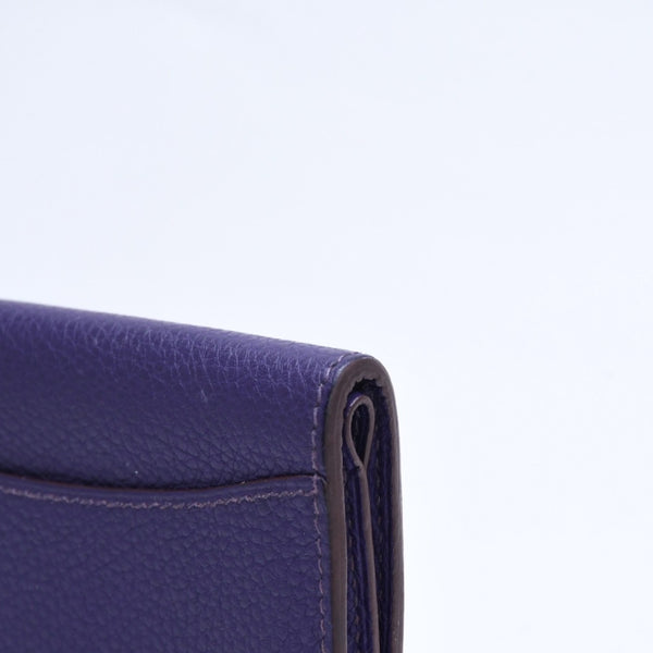 HERMES エルメス ドゴン コンパクト カードケース ◻︎N刻印 トゴ パープル クルードセル コインケース シルバー金具 美品 中古 4a007787
