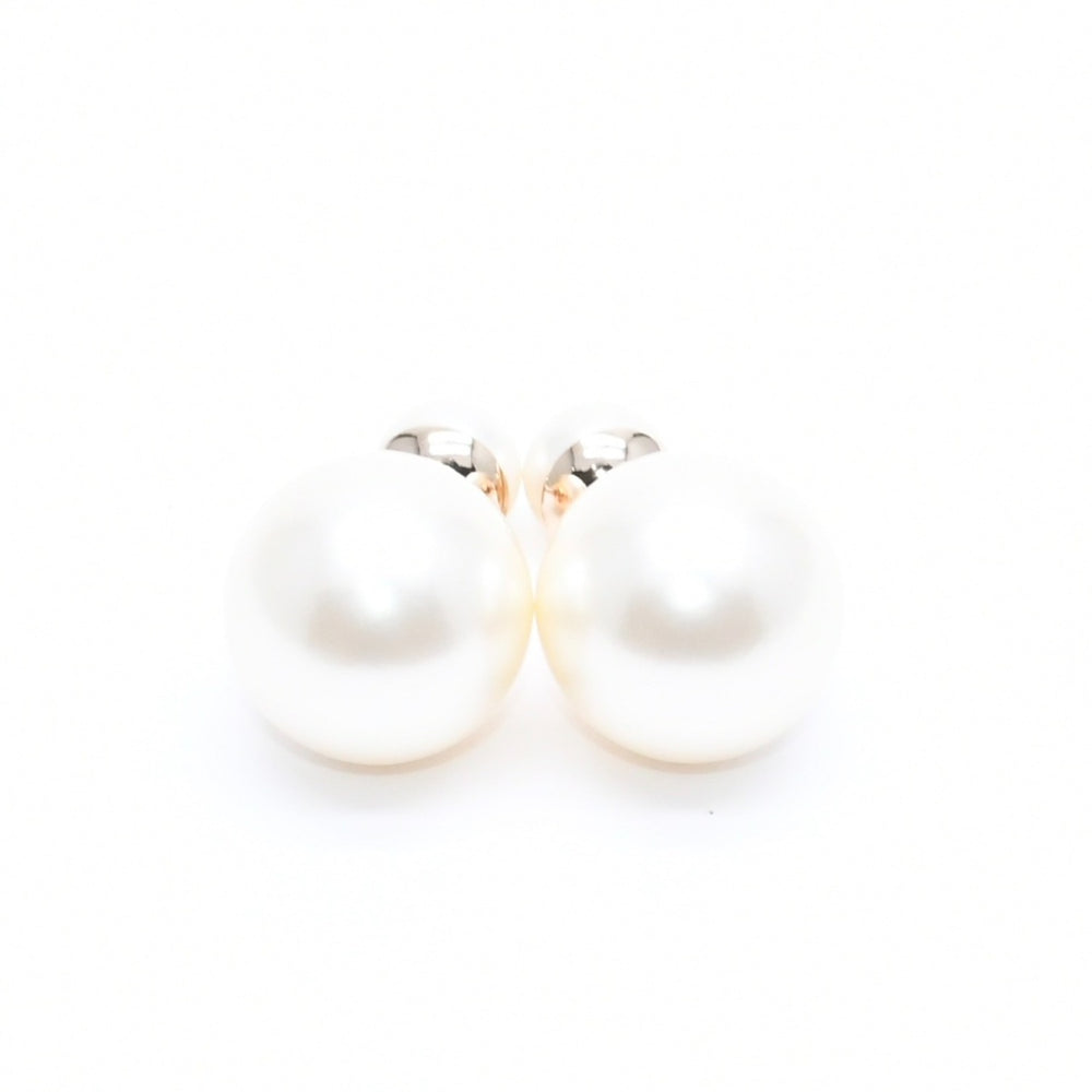 極美品 Christian Dior クリスチャンディオール トライバル フェイクパール スタッドピアス 重量約8.64g GP メタル 両耳用 中古 4a007769