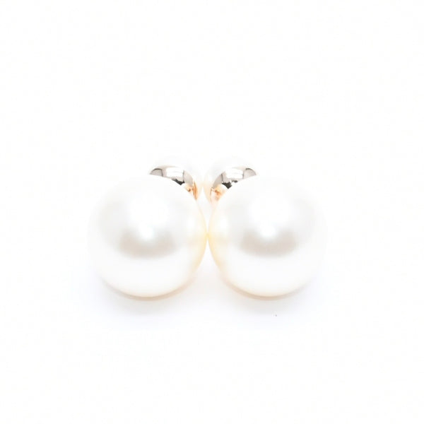 極美品 Christian Dior クリスチャンディオール トライバル フェイクパール スタッドピアス 重量約8.64g GP メタル 両耳用 中古 4a007769