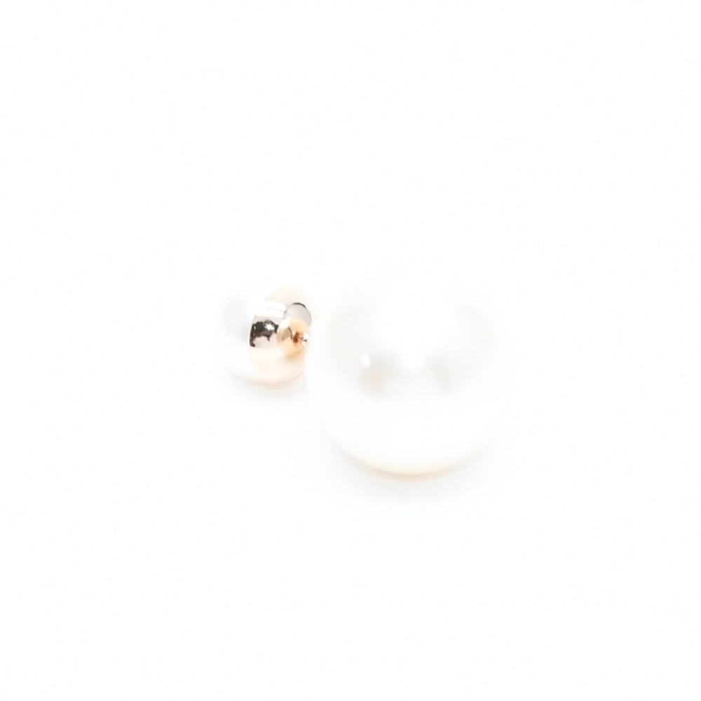 極美品 Christian Dior クリスチャンディオール トライバル フェイクパール スタッドピアス 重量約8.64g GP メタル 両耳用 中古 4a007769