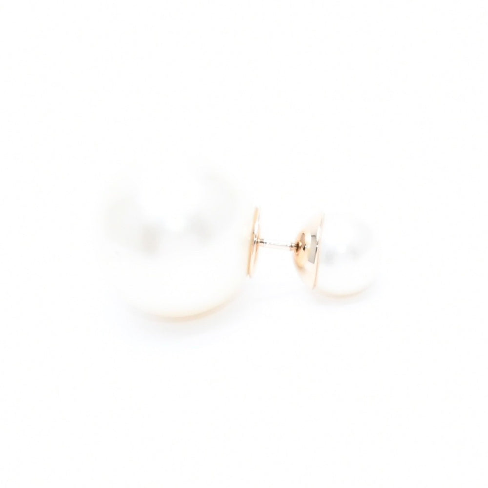極美品 Christian Dior クリスチャンディオール トライバル フェイクパール スタッドピアス 重量約8.64g GP メタル 両耳用 中古 4a007769