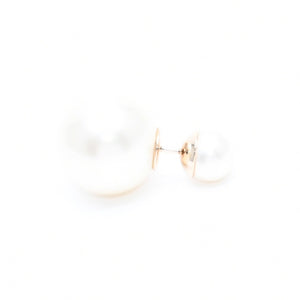 極美品 Christian Dior クリスチャンディオール トライバル フェイクパール スタッドピアス 重量約8.64g GP メタル 両耳用 中古 4a007769