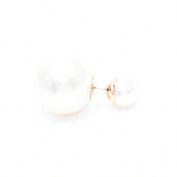 極美品 Christian Dior クリスチャンディオール トライバル フェイクパール スタッドピアス 重量約8.64g GP メタル 両耳用 中古 4a007769