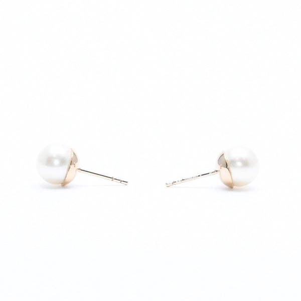 極美品 Christian Dior クリスチャンディオール トライバル フェイクパール スタッドピアス 重量約8.64g GP メタル 両耳用 中古 4a007769