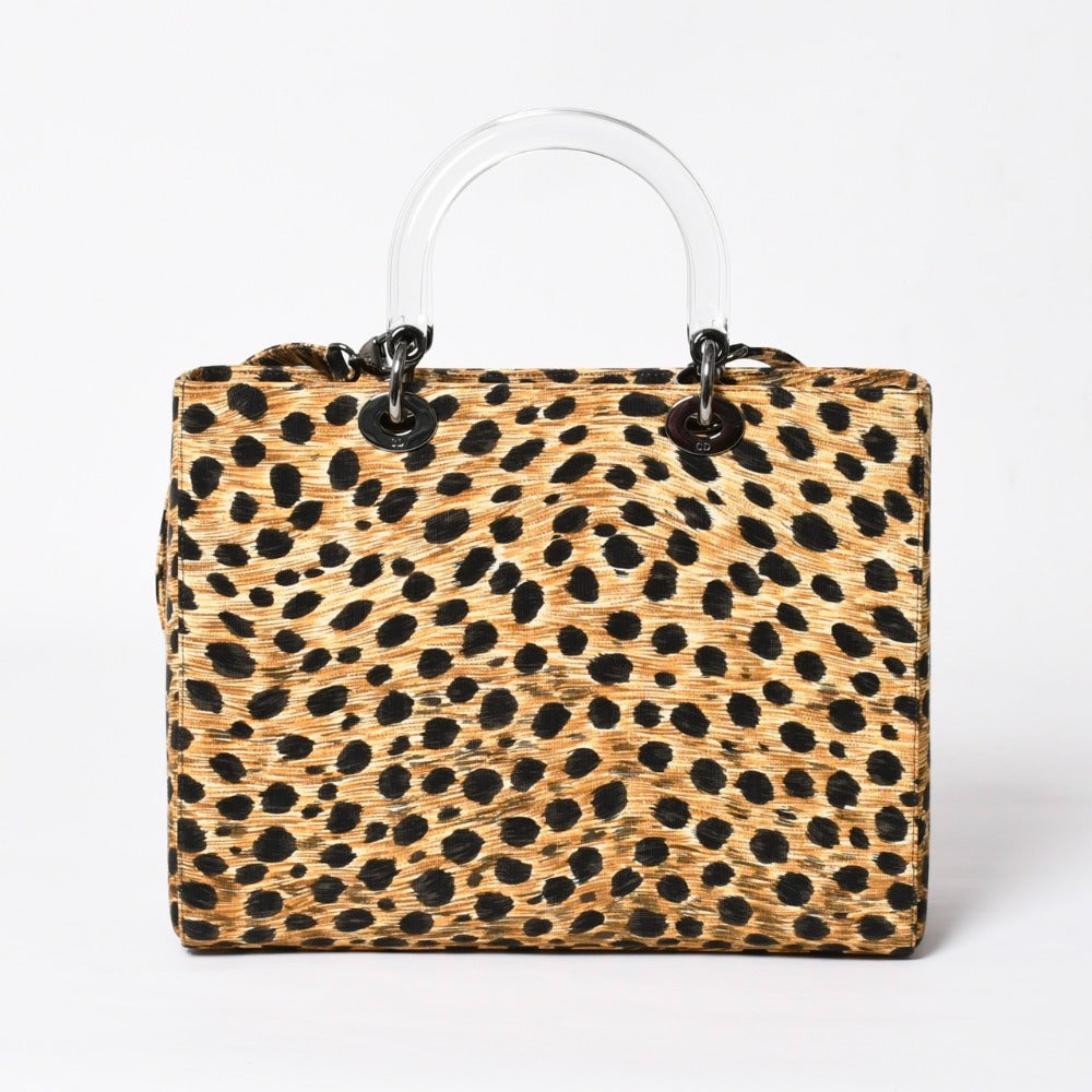 極美品 Christian Dior クリスチャンディオール レディディール 2WAY ハンドバッグ ショルダーバッグ MA-0959 レオパード 豹柄 中古 4a007809
