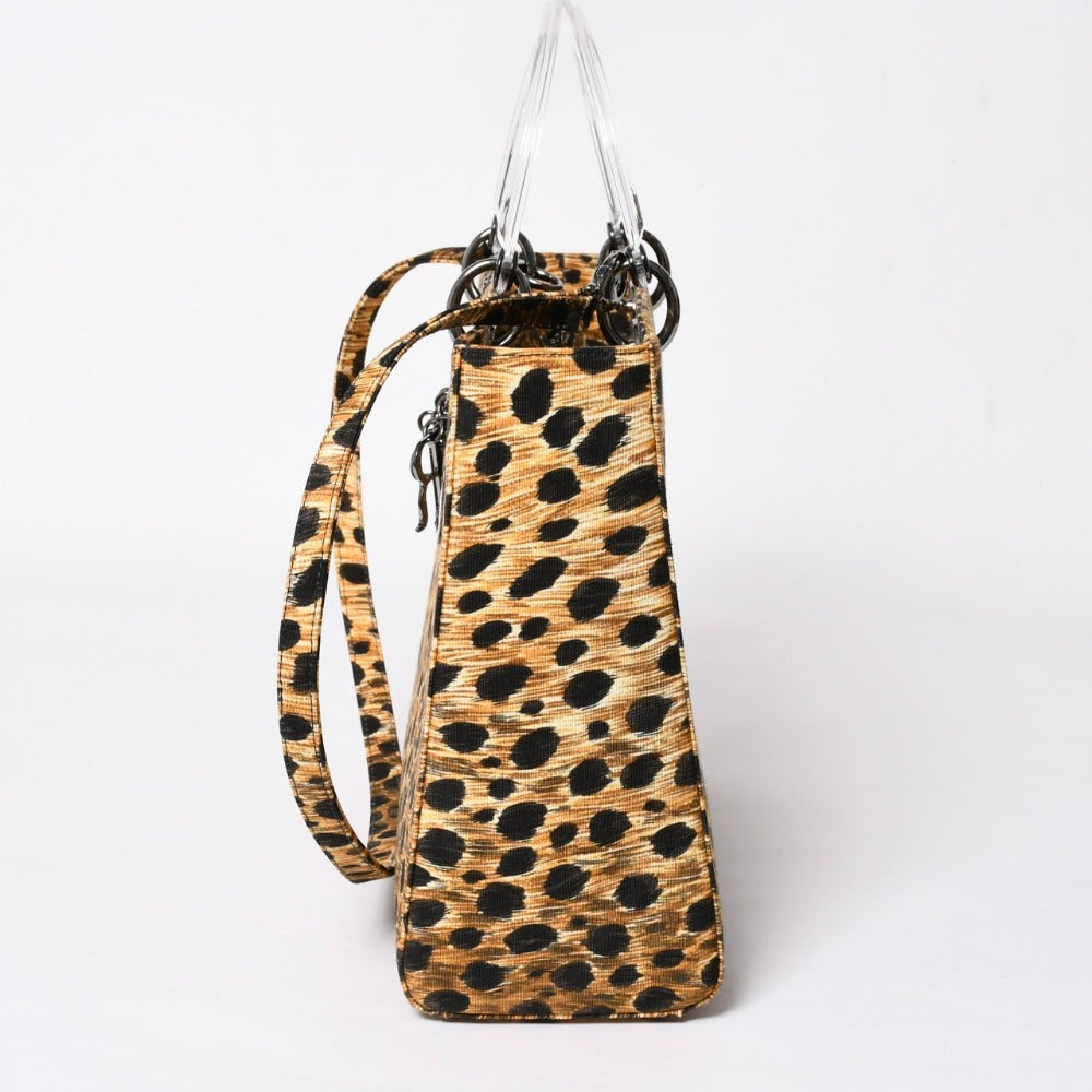 極美品 Christian Dior クリスチャンディオール レディディール 2WAY ハンドバッグ ショルダーバッグ MA-0959 レオパード 豹柄 中古 4a007809