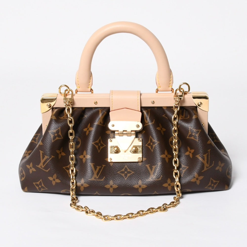 新品同様 LOUIS VUITTON ルイヴィトン クラッチ ハンドバッグ チェーンショルダー M46544 モノグラム キャンバス ブラウン ゴールド金具 中古 4b007456