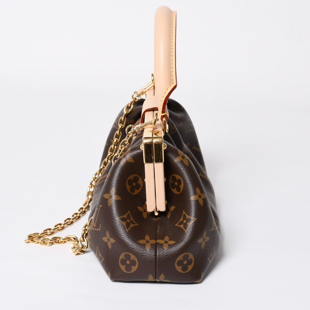 新品同様 LOUIS VUITTON ルイヴィトン クラッチ ハンドバッグ チェーンショルダー M46544 モノグラム キャンバス ブラウン ゴールド金具 中古 4b007456