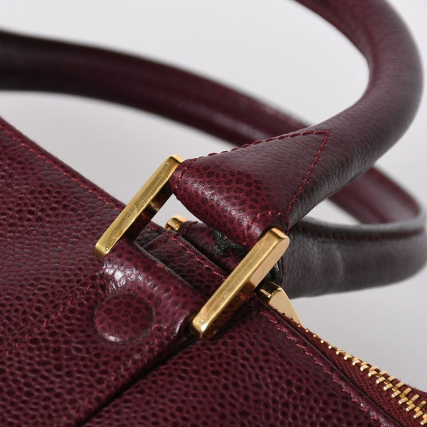 極美品 CHANEL シャネル ココマーク キャビアスキン 2WAY ボストンバッグ 3番台 ショルダーバッグ ボルドー ゴールド金具 中古 4a007797