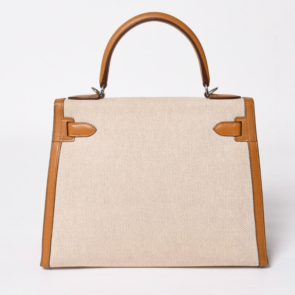 極美品 HERMES エルメス ケリー28 ハンドバッグ Z刻印 トワルアッシュ スイフト セサミ エクリュ SV金具 外縫い 2021年製 中古 4a007751