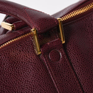 極美品 CHANEL シャネル ココマーク キャビアスキン 2WAY ボストンバッグ 3番台 ショルダーバッグ ボルドー ゴールド金具 中古 4a007797