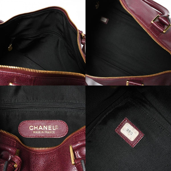 極美品 CHANEL シャネル ココマーク キャビアスキン 2WAY ボストンバッグ 3番台 ショルダーバッグ ボルドー ゴールド金具 中古 4a007797