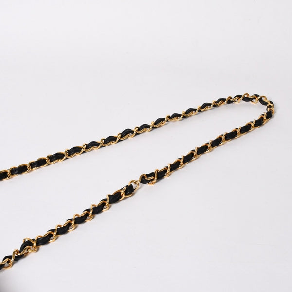 極美品 CHANEL シャネル Sフラップ Wチェーンショルダーバッグ 2番台 ココマーク ラムスキン ブラック ゴールド金具 中古 4a007796